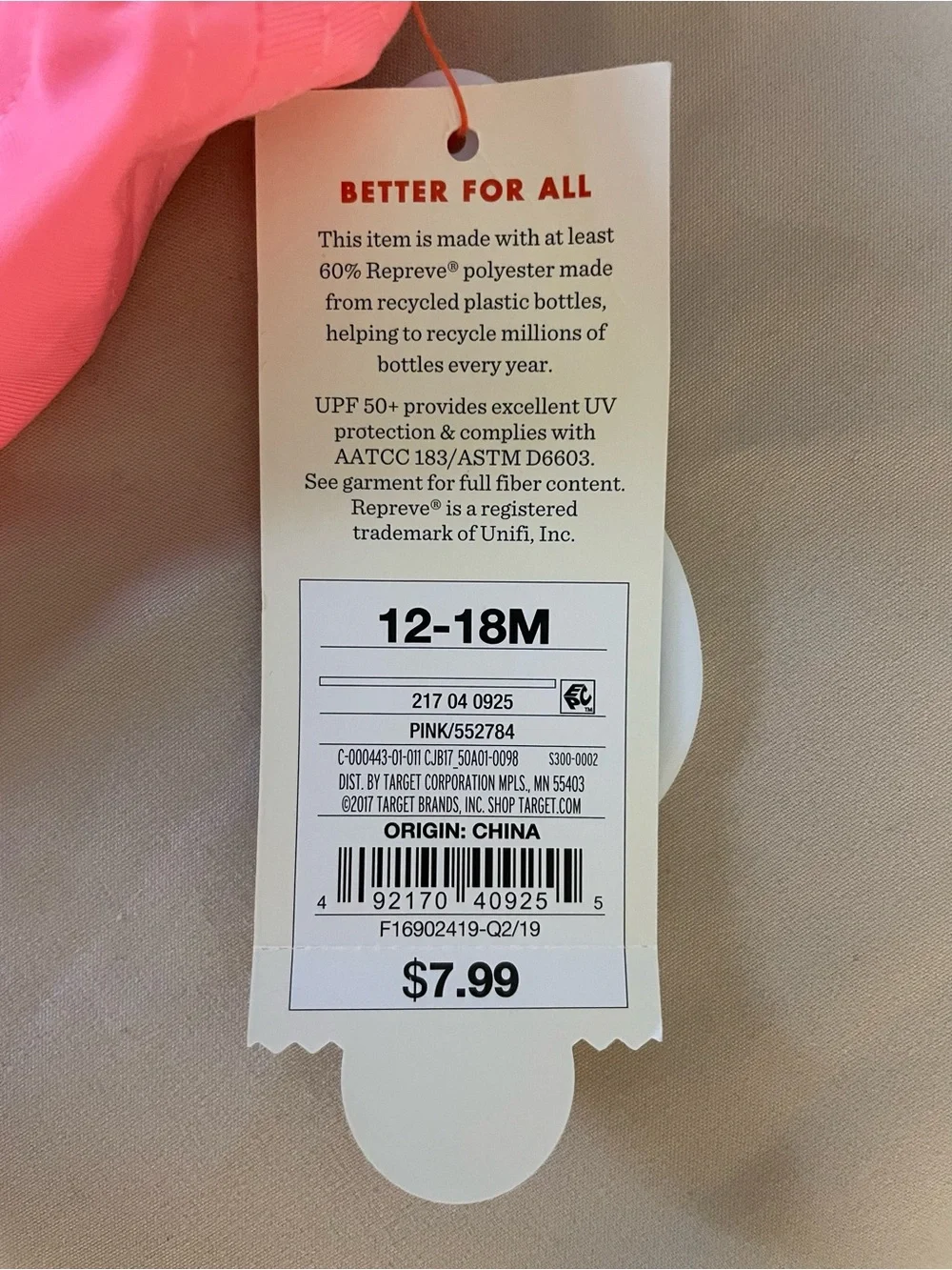 New with Tags-Cat & Jack Coral Pink Ruffle-Trim Sun Hat for Kids